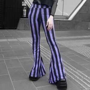 Striped Purple and Black Flared Pants